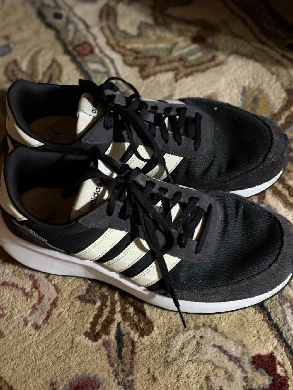 adidas Women’s Black and Cream Retro Runner Sneakers